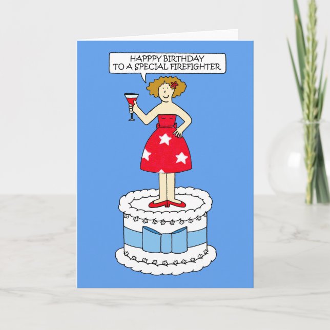 Firefighter Happy Birthday,Humor Card (Front)