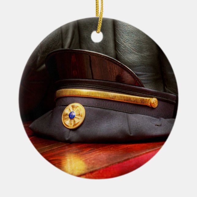 Firefighter - Hat - The ex chiefs hat Ceramic Tree Decoration (Front)