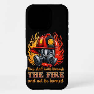 Firefighter helmet amid flames iPhone 16 pro max case