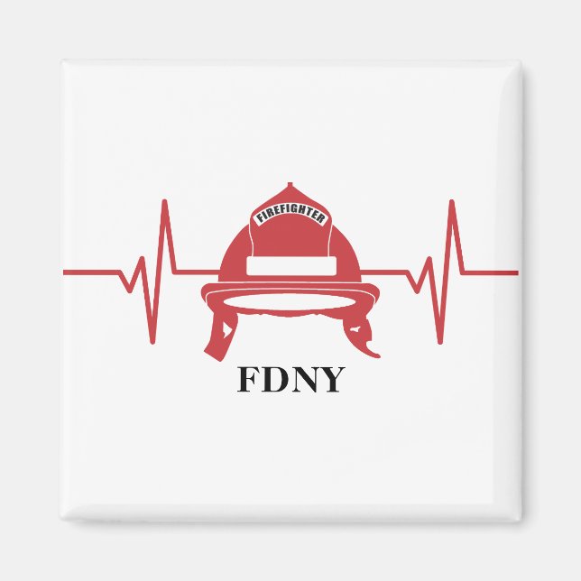Firefighter Helmet Heartbeat Personalised  Magnet (Front)