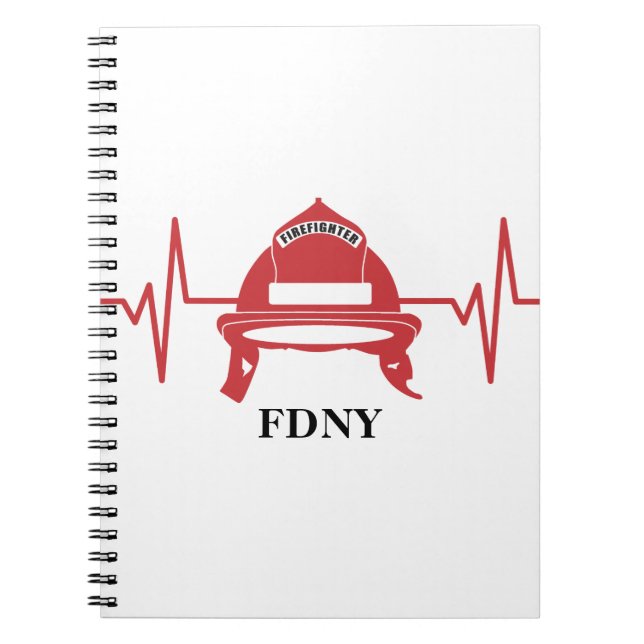 Firefighter Helmet Heartbeat Personalised  Notebook (Front)
