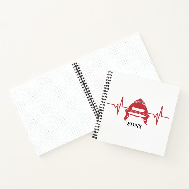 Firefighter Helmet Heartbeat Personalised Recipe Notebook (Inside)