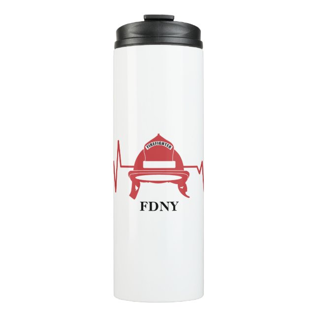 Firefighter Helmet Heartbeat Personalised  Thermal Tumbler (Front)