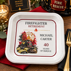 Firefighter Helmet Maltese Cross Retirement Party Paper Plate