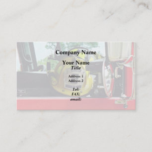 Firefighter Helmets Inside Fire Truck Business Card