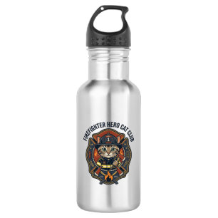 Firefighter Hero Cat Cat Graphic Tee Art - Firefig 532 Ml Water Bottle