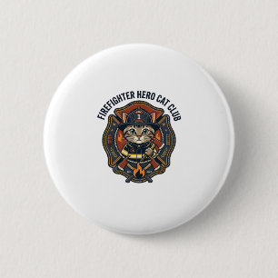 Firefighter Hero Cat Cat Graphic Tee Art - Firefig 6 Cm Round Badge