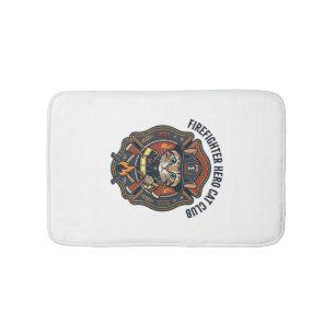 Firefighter Hero Cat Cat Graphic Tee Art - Firefig Bath Mat