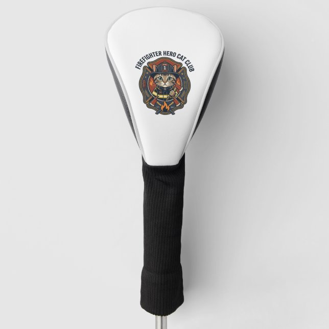 Firefighter Hero Cat Cat Graphic Tee Art - Firefig Golf Head Cover (Front)