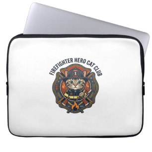 Firefighter Hero Cat Cat Graphic Tee Art - Firefig Laptop Sleeve