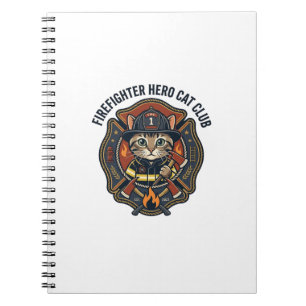 Firefighter Hero Cat Cat Graphic Tee Art - Firefig Notebook