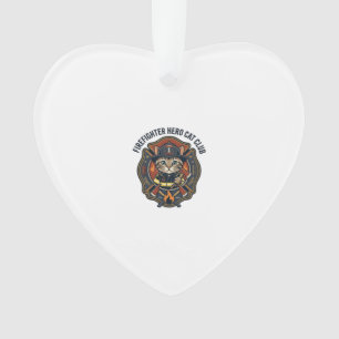 Firefighter Hero Cat Cat Graphic Tee Art - Firefig Ornament