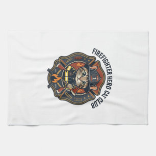 Firefighter Hero Cat Cat Graphic Tee Art - Firefig Tea Towel