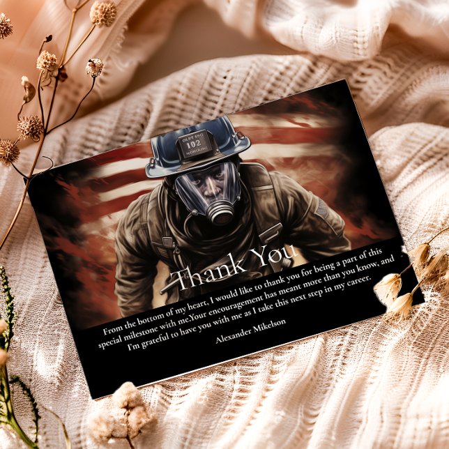 Firefighter Hero Graduation Thank You Card (Creator Uploaded)