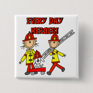 Firefighter Heroes Tshirts and Gifts 15 Cm Square Badge