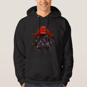Firefighter Hippopotamus Fire Department Fireman W Hoodie