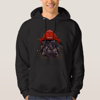 Firefighter Hippopotamus Fire Department Fireman W Hoodie