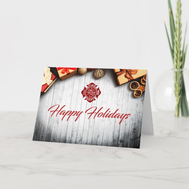 Firefighter Holiday Custom Card (Front)
