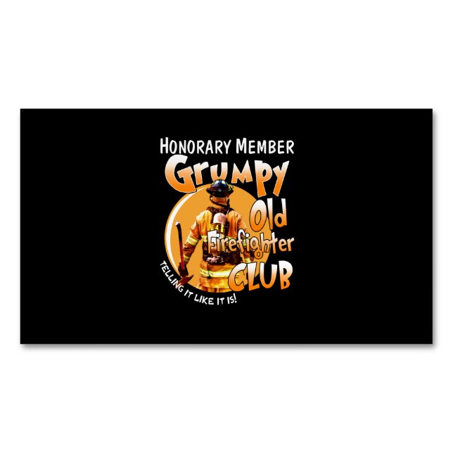Firefighter | Honorary Member Grumpy Firefighter Magnetic Business Card (Front)