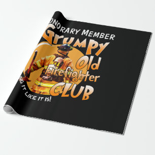 Firefighter Honorary Member Grumpy Firefighter Wrapping Paper