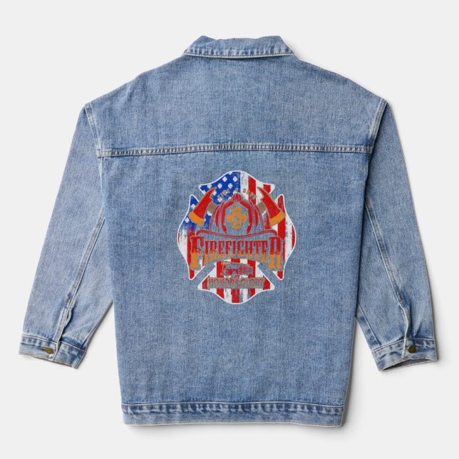 Firefighter Honour And Glory Firefighters American Denim Jacket (Back)