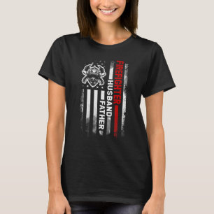 Firefighter Husband Father Fireman Fathers Day Usa T-Shirt