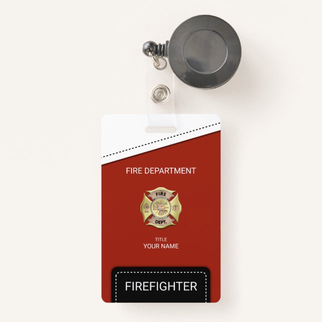 Firefighter ID Badge (Front with Retractable)