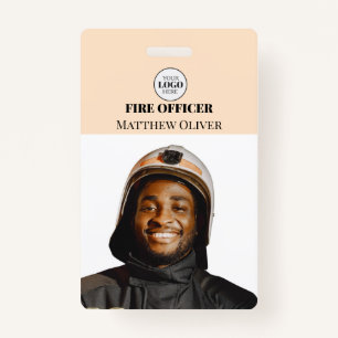 Firefighter ID Photo Simple Beige Logo Badge ID Badge