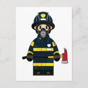 Firefighter in Respirator Postcard