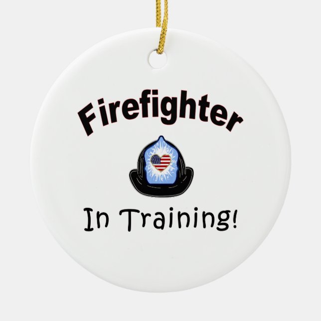 Firefighter In Training Ceramic Tree Decoration (Front)