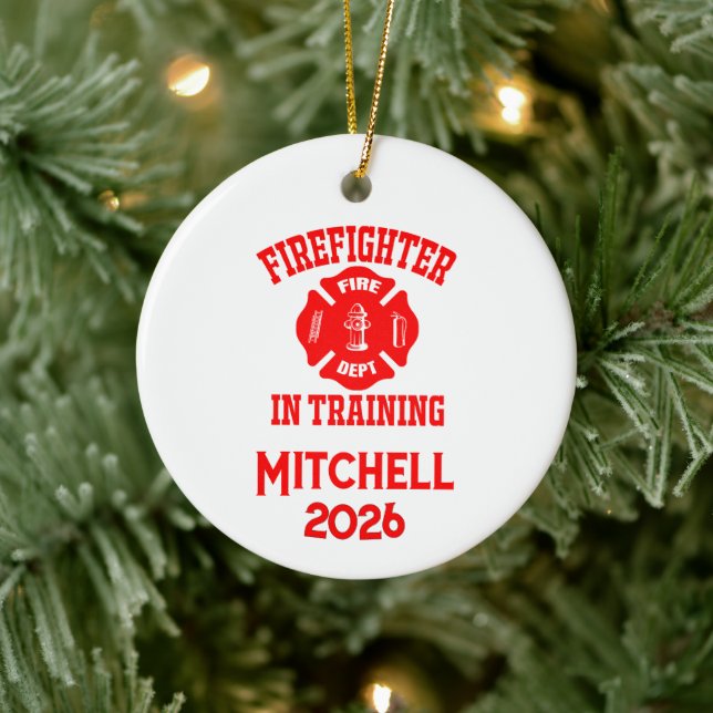 Firefighter In Training Graduation Ceramic Tree Decoration (Tree)