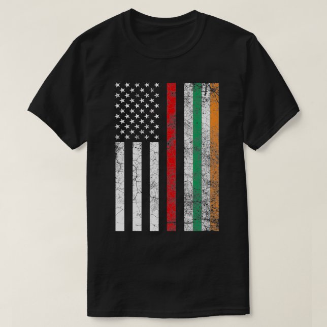 Firefighter Irish American Flag St T-Shirt (Design Front)