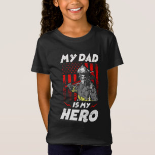 Firefighter Kids My Dad Is My Hero Daughter Son T-Shirt