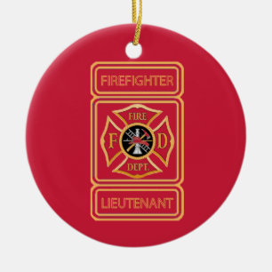 Firefighter Lieutenant Custom Ceramic Tree Decoration