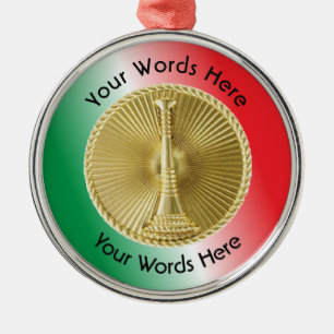 Firefighter Lieutenant Gold Medallion Metal Tree Decoration