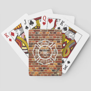 Firefighter Logo Brick Wall Playing Cards