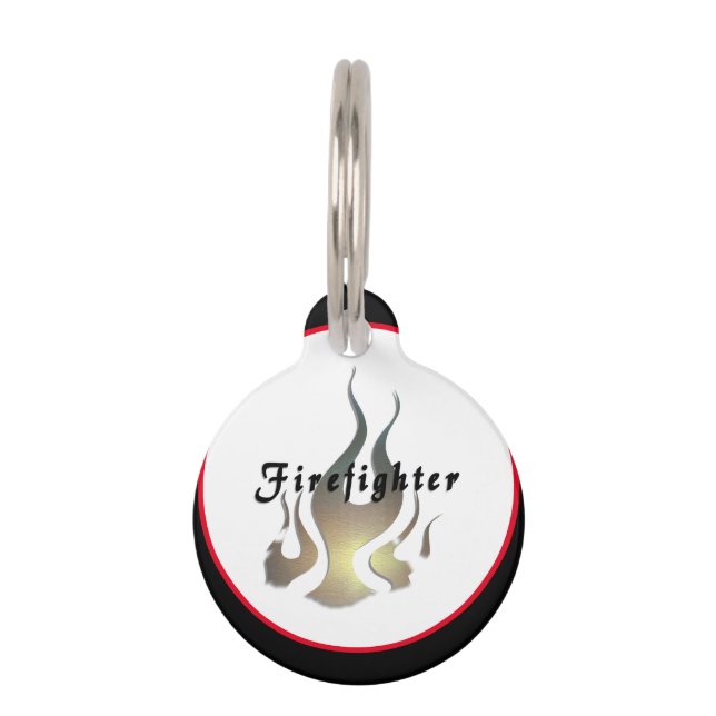 Firefighter Logo Flame     Pet Tag (Front)