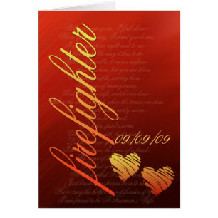 Firefighter love card - customise with your date