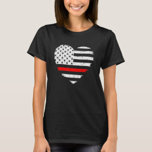 Firefighter Love Thin Red Line Heart 4th Of July U T-Shirt