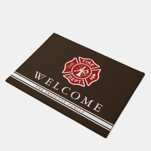 Firefighter Maltese Cross   Coffee Welcome Doormat