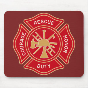 Firefighter Maltese Cross Emblem Mouse Mat