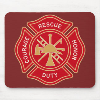 Firefighter Maltese Cross Emblem Mouse Mat