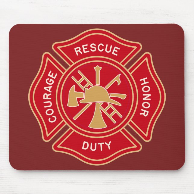 Firefighter Maltese Cross Emblem Mouse Mat (Front)