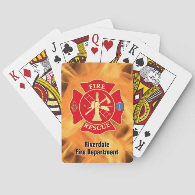 Firefighter Maltese Cross Fire Rescue Fire Flame Playing Cards (Back)