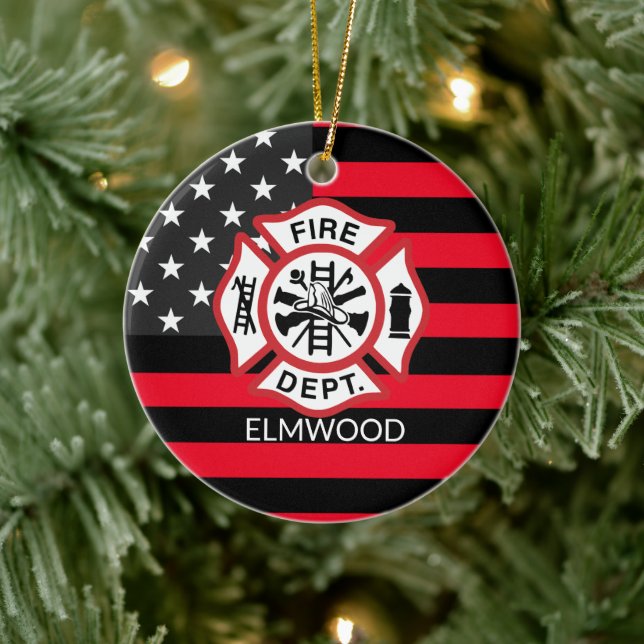 Firefighter Maltese Cross, Fireman Ceramic Tree Decoration (Tree)