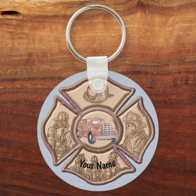 Firefighter Maltese Cross  Key Ring (Front)