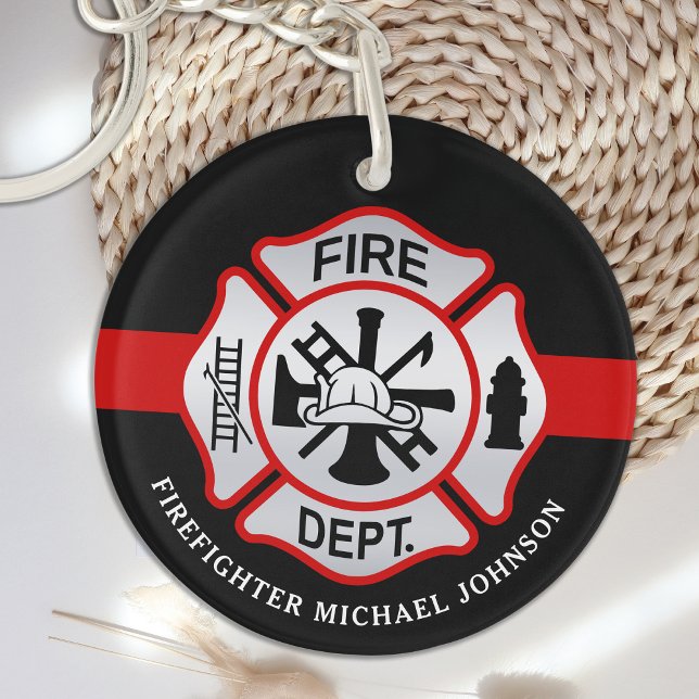Firefighter Maltese Cross Personalised Fireman Acr Key Ring (Creator Uploaded)
