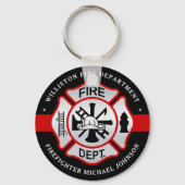 Firefighter Maltese Cross Personalized Fireman Key Ring (Front)