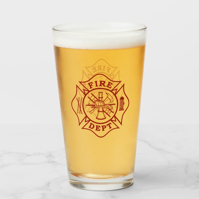Firefighter Maltese Cross Pint Glass (Front Filled)