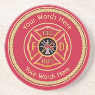 Firefighter Maltese Cross Rope Shield Universal Coaster